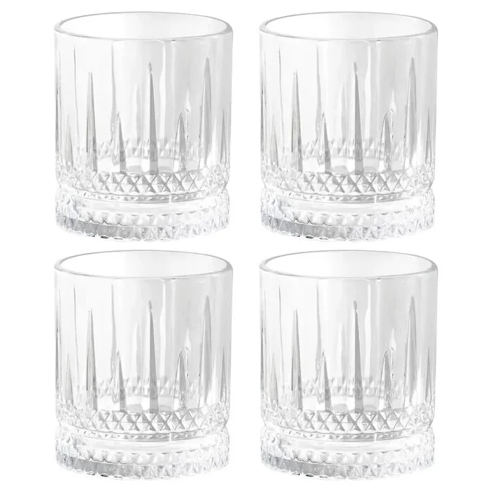 4-Piece 13 lbs. Iceberg Embossed Double Old-Fashioned Glass Set
