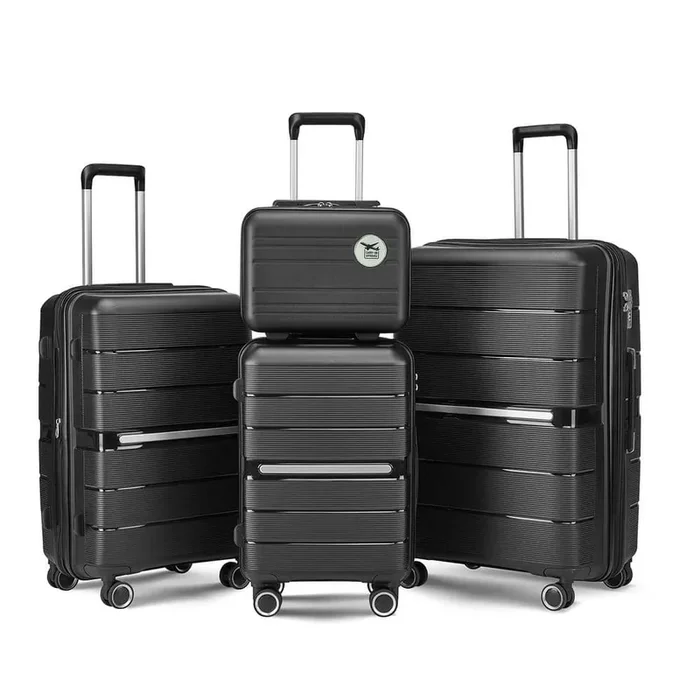 4-Piece Black Security and Convenience Luggage Set