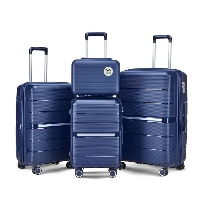 4-Piece Navy Blue Security and Convenience Luggage Set