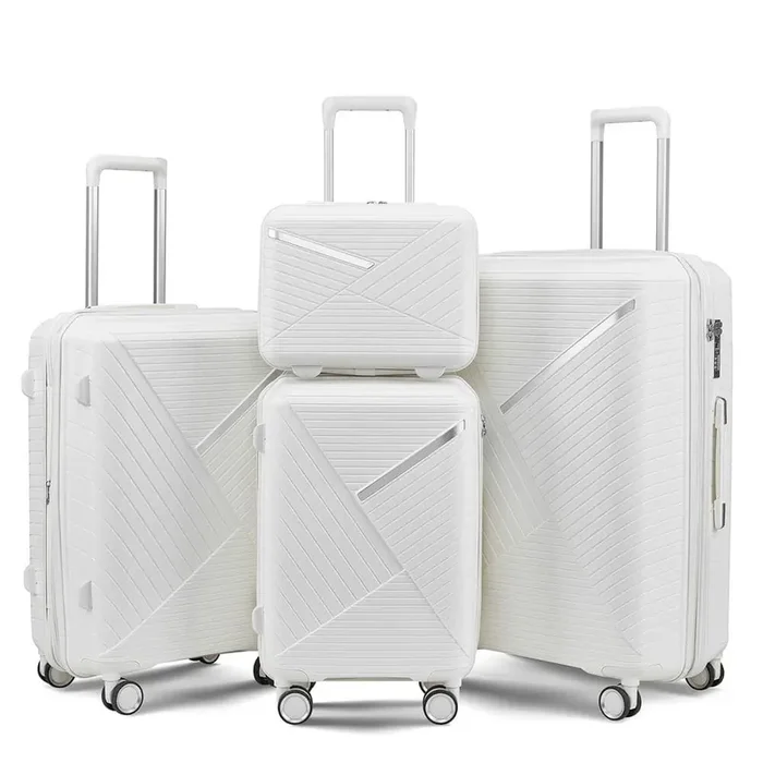 4-Piece White-1 Security and Convenience Luggage Set
