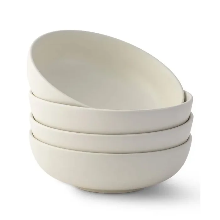 4-Pieces Stoneware Pasta Bowl Set, 30 oz.-Linen