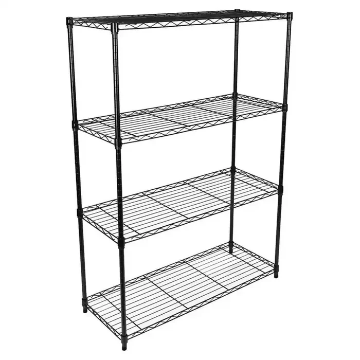 4-Tier Black Heavy Duty Metal Shelving Unit, Wire Storage Rack on Wheels with Adjust Feet-36 in. W x 14 in. D x 56 in. H