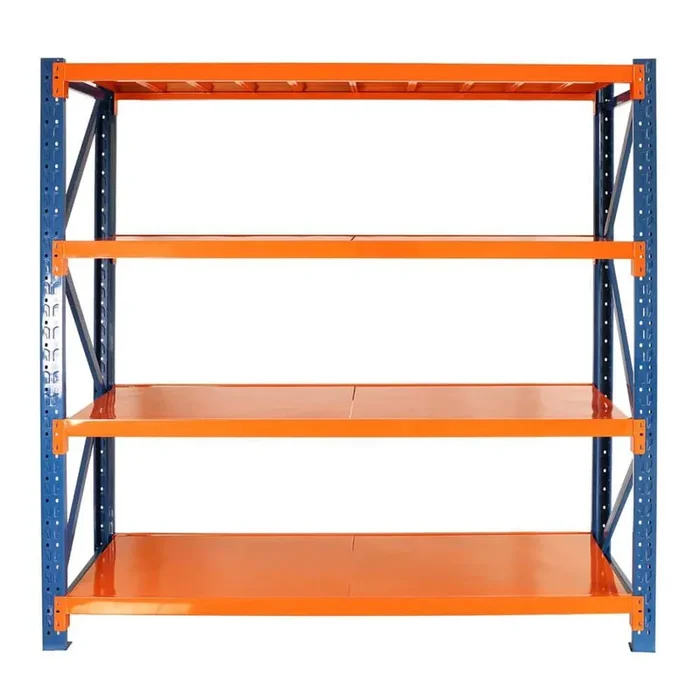 4 Tier Heavy Duty 4400 lbs. Garage Storage, Adjustable Metal Shelving Units, Industrial Utility Shelves-Blue Orange