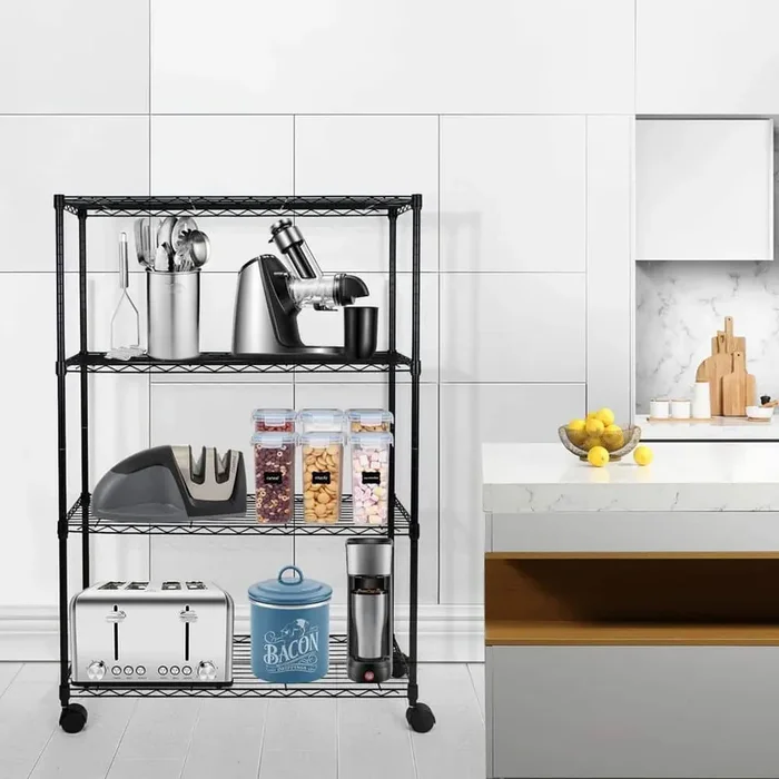 4-Tier Heavy Duty Storage Shelving Unit for Kitchen in Black