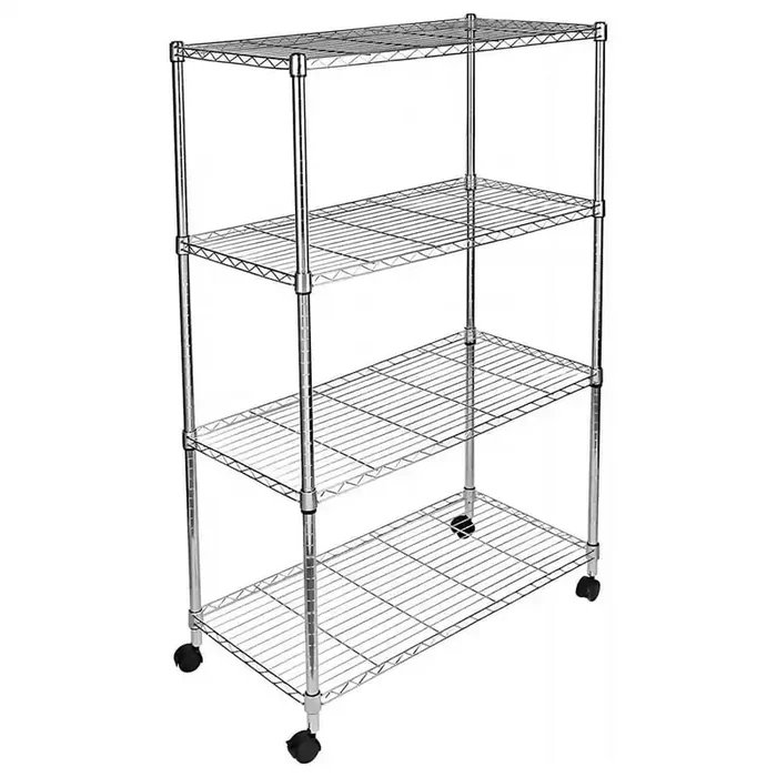 4-Tier Heavy Duty Storage Shelving Unit, Heught Adjustable, 35.42 in. D x 17.7 in. W x 62.5 in. H, Chrome