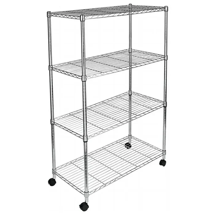 4-Tier Heavy Duty Storage Shelving Unit with Height Adjustable, Steel Kitchen Pantry for Garage in Chrome