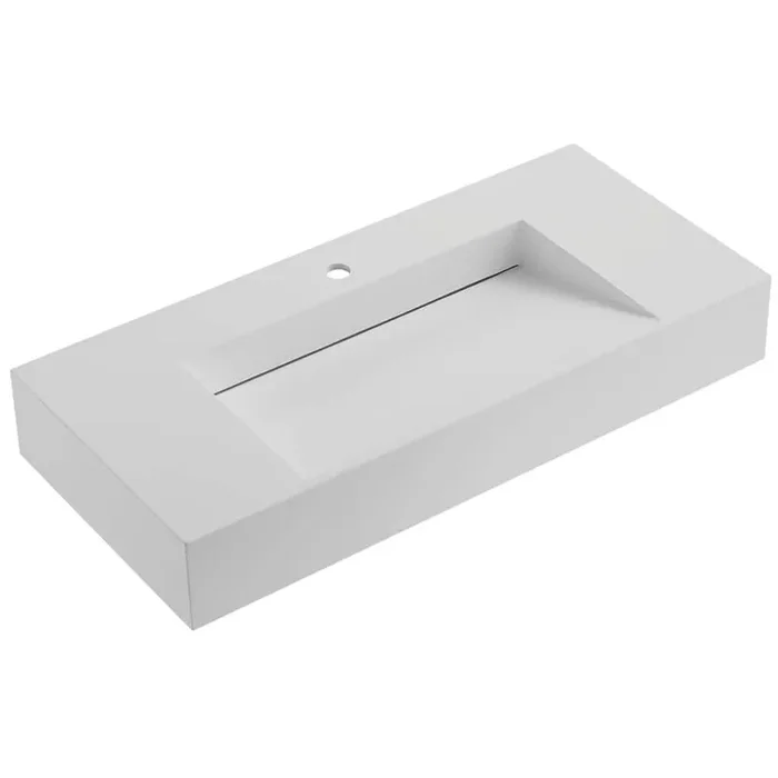 40 in. Wall-Mount or Countertop Bathroom with Wedge Bowl Solid Surface in Matte Gray