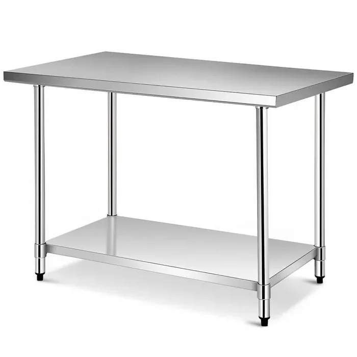 48 in. Silver Stainless Steel Kitchen Prep Table Kitchen Utility Table with Adjustable Bottom Shelf