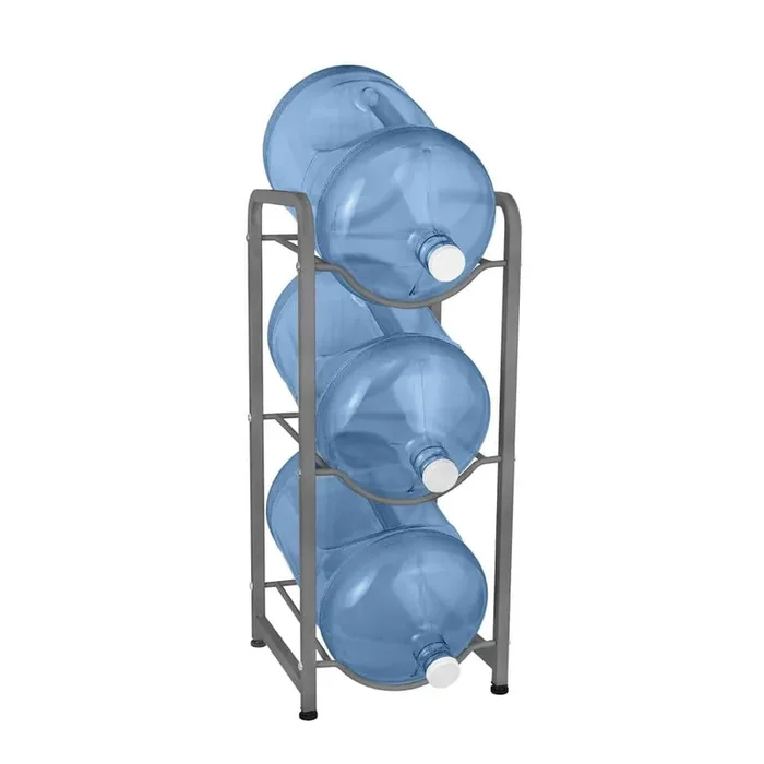 5 gal. Bottle Stand holds up to 3 Bottles Single Column (Gray)