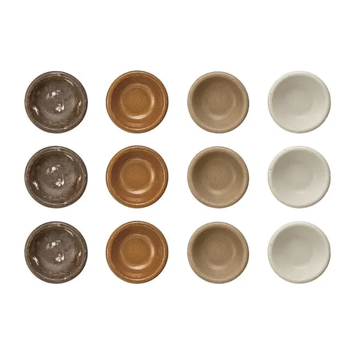 5 in. 7.4 fl. oz. Multicolor Earthen Hues Stoneware Serving Bowl Collection (Set of 12)
