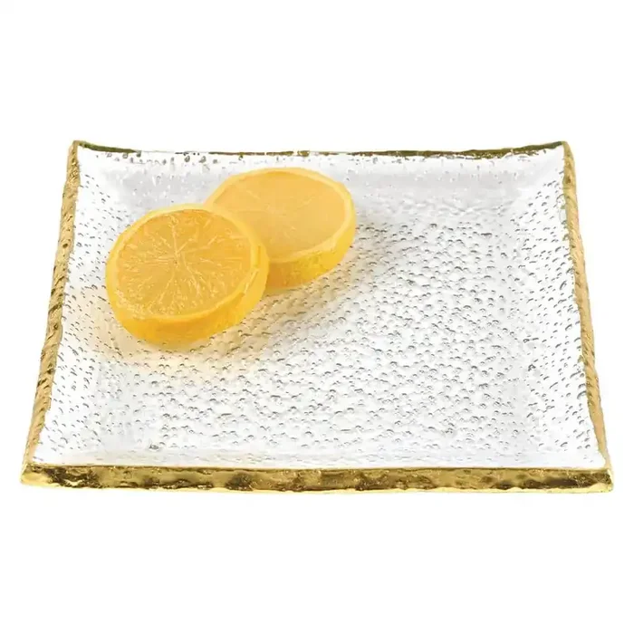 5 in. Gold Edge Handcrafted Glass Square Plates (Set of 4)