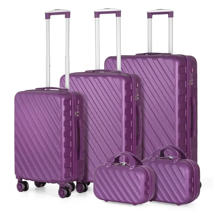 5-Piece Hard Shell Luggage Set Carry-on Luggage with Spinner Wheels Durable Lightweight-Purple