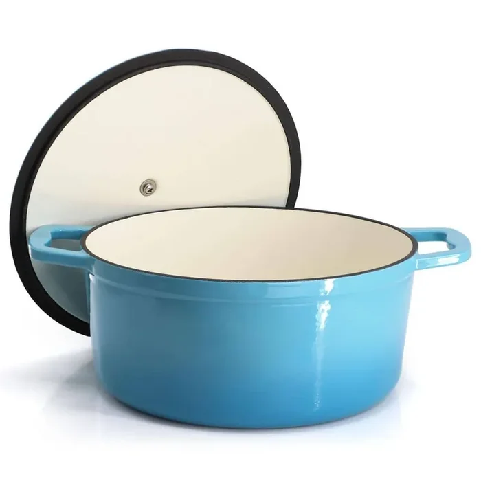 5 Quarts Round Enameled Cast Iron Dutch Oven with Lid in Blue