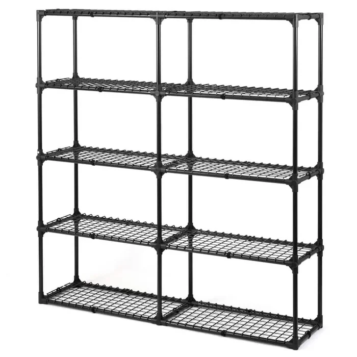 5 Tier Black Heavy Duty Wire Shelf, Holds 1100 lbs. 2-Pack 57 in. x 14 in. x 60 in.