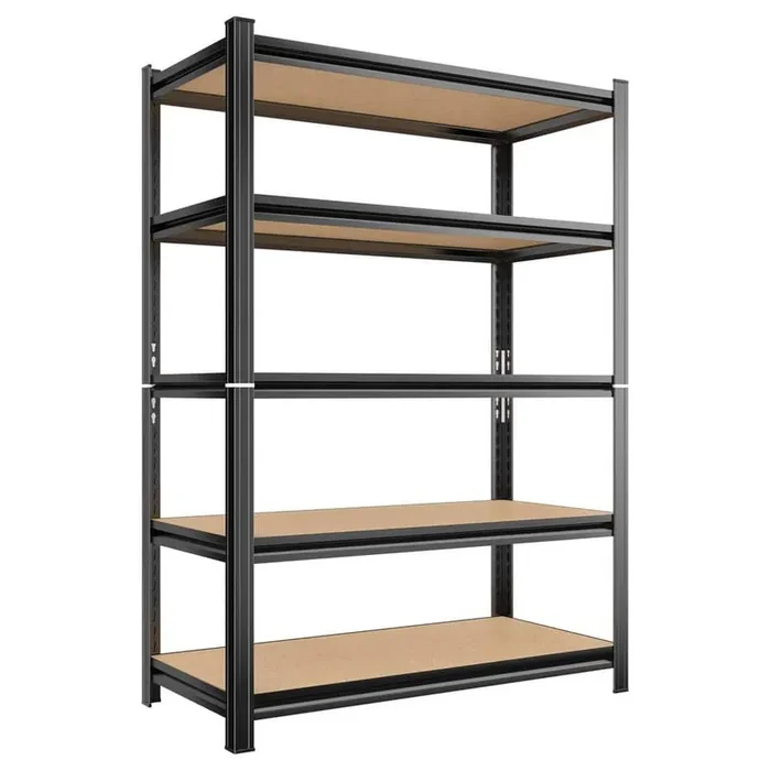 5-Tier Metal Garage Racking, Garage Tool Room Supermarket Racking in Black