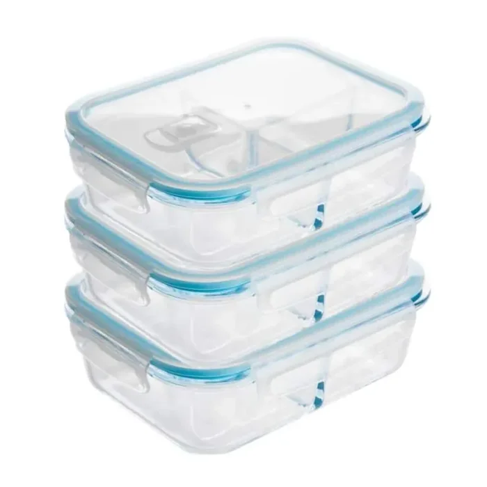 51 oz. 3-Piece Glass 3 Divider Meal Prep Containers