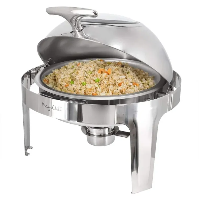 6.3Qt Round Stainless Steel Dome Roll Top Professional Chafing Dish/Buffet Server Serving Dish with Windown