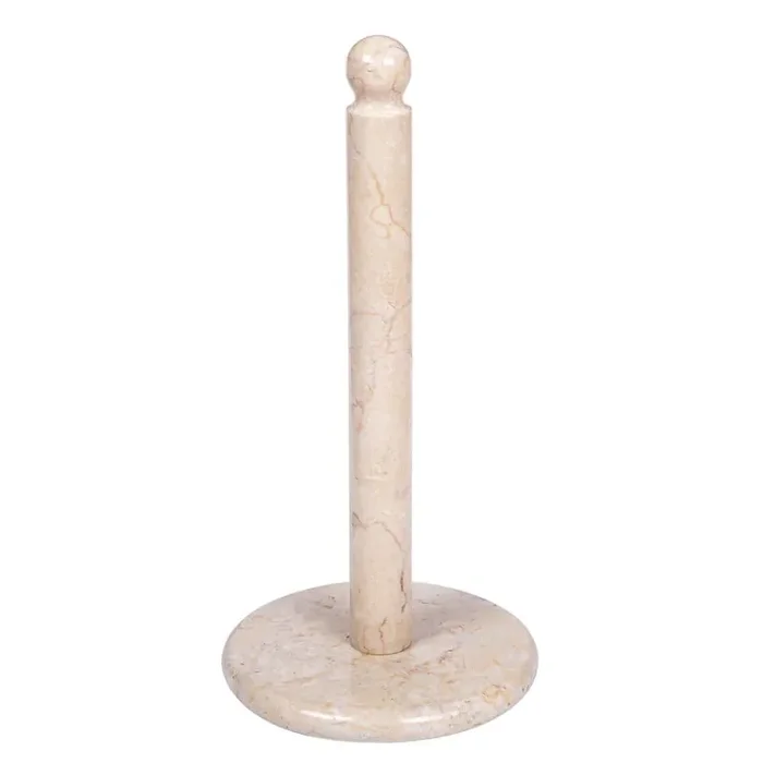 6.5 in. Dia x 12.5 in. H Beige Natural Champagne Marble Stone Paper Holder Kitchen Towel Dispenser