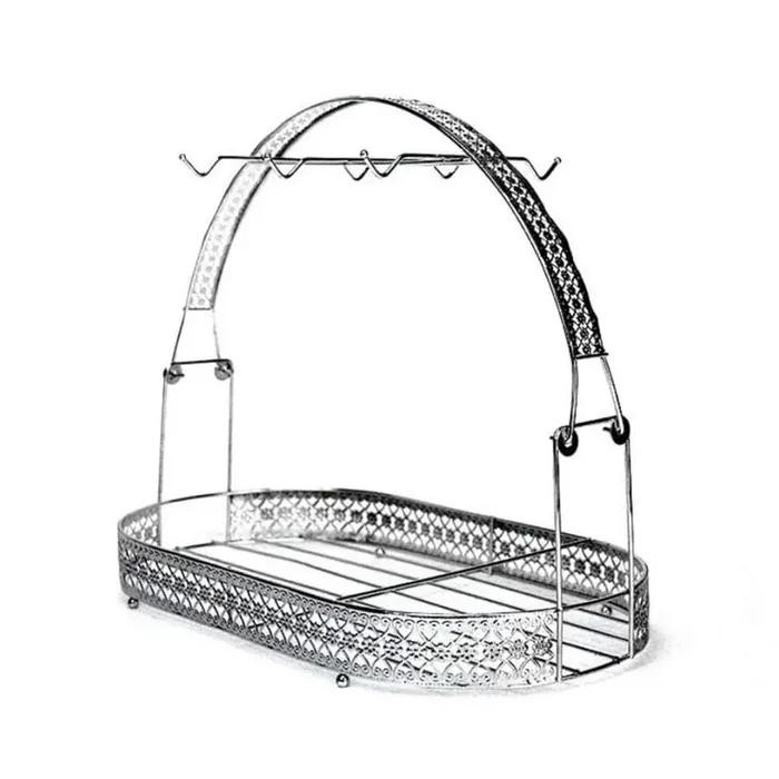 6 Hooks Silver Mug Tree Holder Coffee Cup Stand Dishes Organizer Wrought Iron for Counter, Cabinet, Table and Kitchen