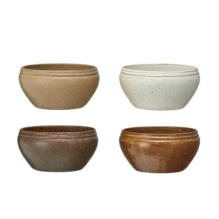 6 in. 26.4 fl. oz. Multicolor Large Earthen Hues Stoneware Serving Bowl Collection (Set of 4)
