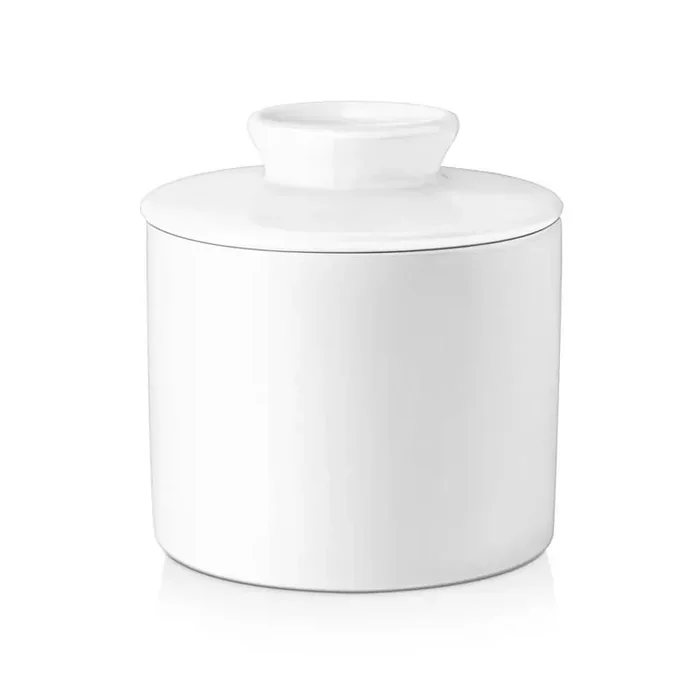 6 oz. White Porcelain French Butter Dish with Lid Butter Keeper Round Butter Container