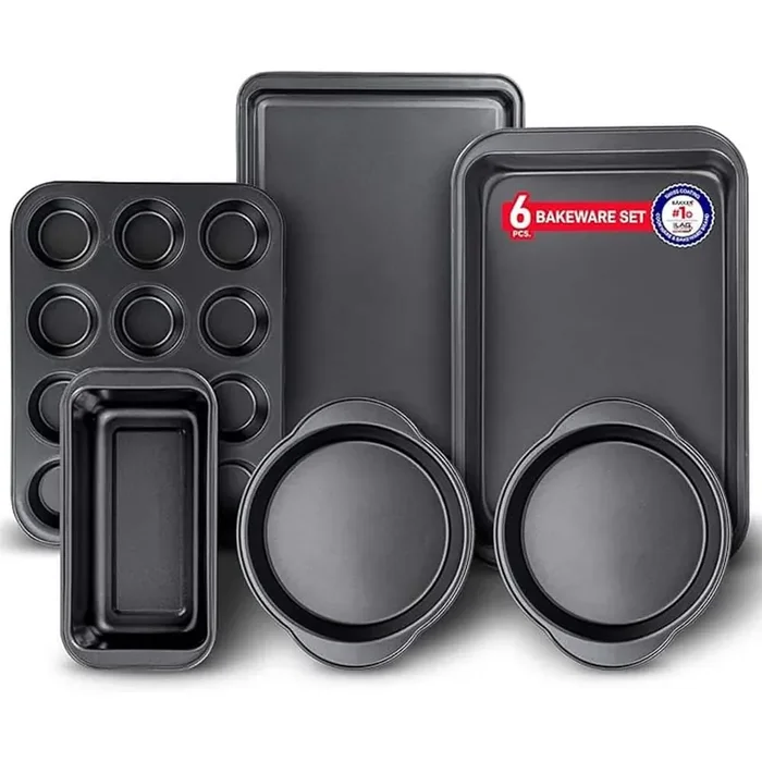 6 Piece Set Carbon Steel Bakeware Set – Black