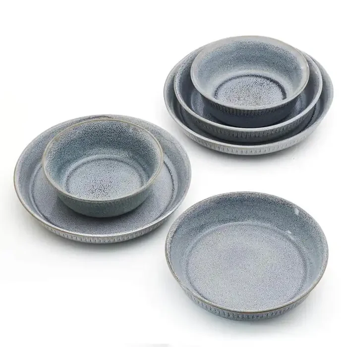 6-Piece Smoke Amara Gray Dinnerware Bowl Set, Stoneware