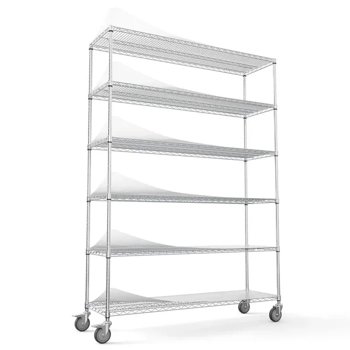 6-Tier Heavy Duty Storage Wire Rack with Wheels, 6000 lbs. NSF Height Adjustable Metal Garage Storage Rack – Chrome