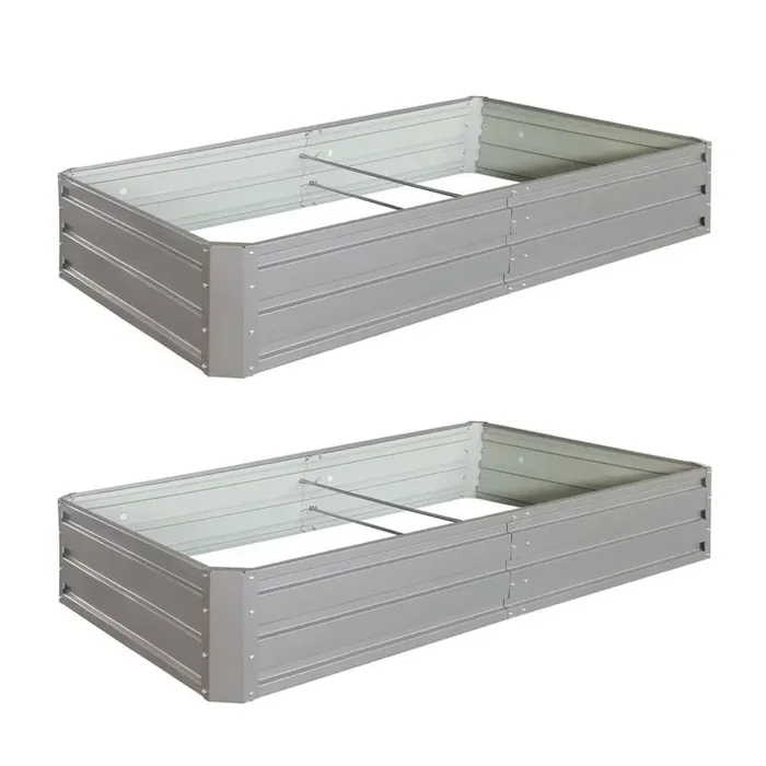 6 x 3 x 1 ft. Grey Metal Garden Bed, Outdoor Planter Box Patio Kit for Vegetables Flowers Herb (2-Pack)