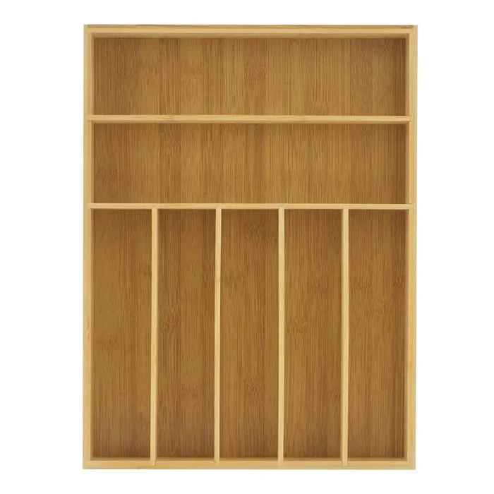7 slot Bamboo Flatware Organizer-White
