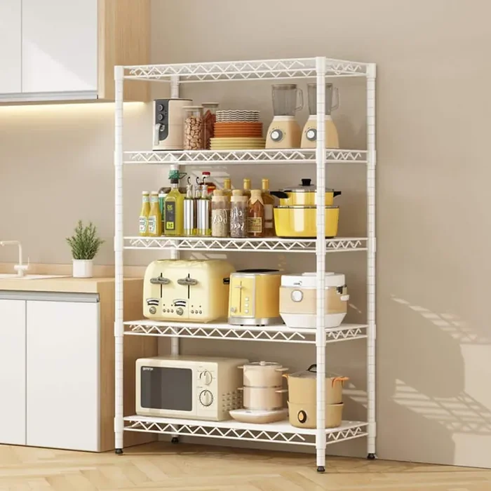 70.86 in. H 5-Shelf White Metal Pantry Organizer Household Garage Storage Rack with Adjustable Shelves