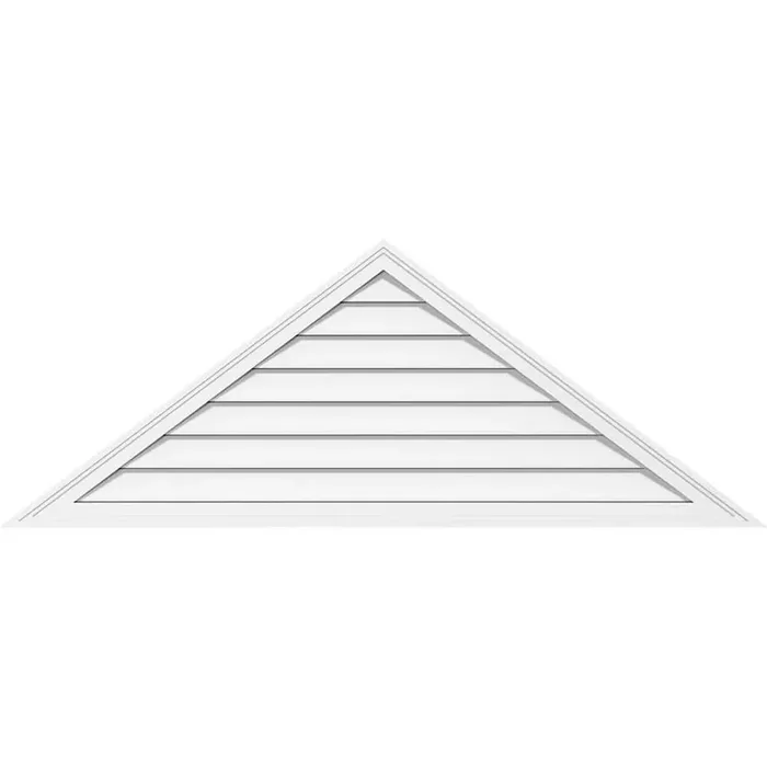 70 in. x 20.375 in. Triangle White PVC Paintable Gable Louver Vent Functional