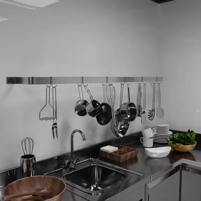 72 in. Wall-Mounted Stainless Steel Single-Line Pot Rack