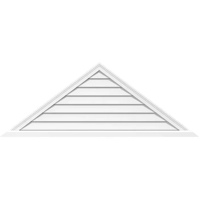 76 in. x 15.875 in. Triangle White PVC Paintable Gable Louver Vent Functional