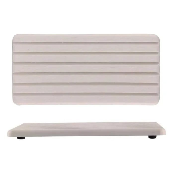 8.27 in. Water Absorbent Diatomite Coasters Rectangle Grooved Design for Hand Soaps & Plants (Set of 2)