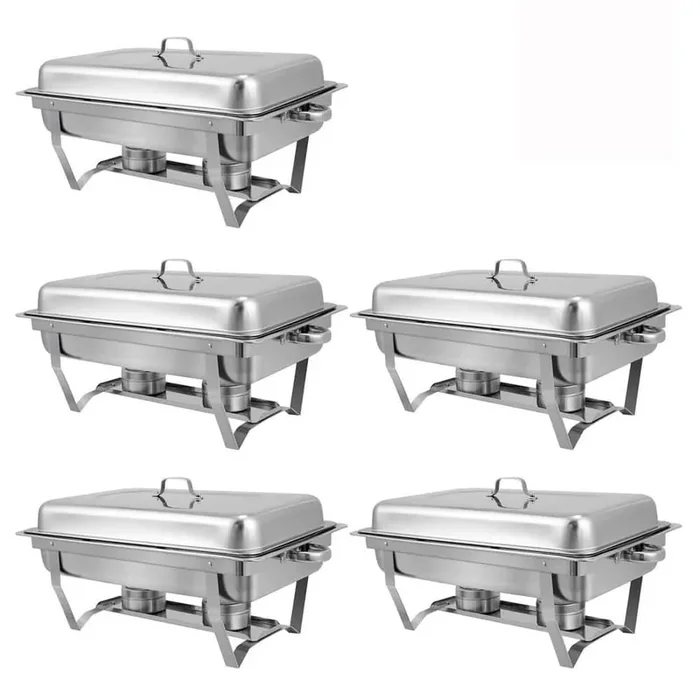 8 qt. Stainless Steel Chafing Dish Buffet Servers and Warmers with Foldable Frame Easy Clean Rust Resistant 5 Pack