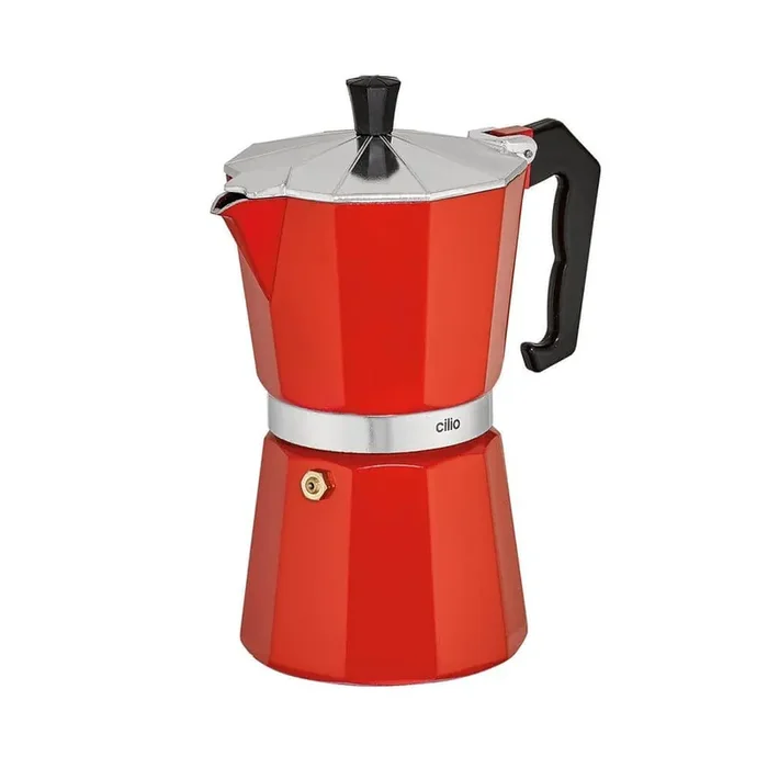 “Classico” 15 fl. oz. 6-Cup Red Cast Aluminum Espresso Maker