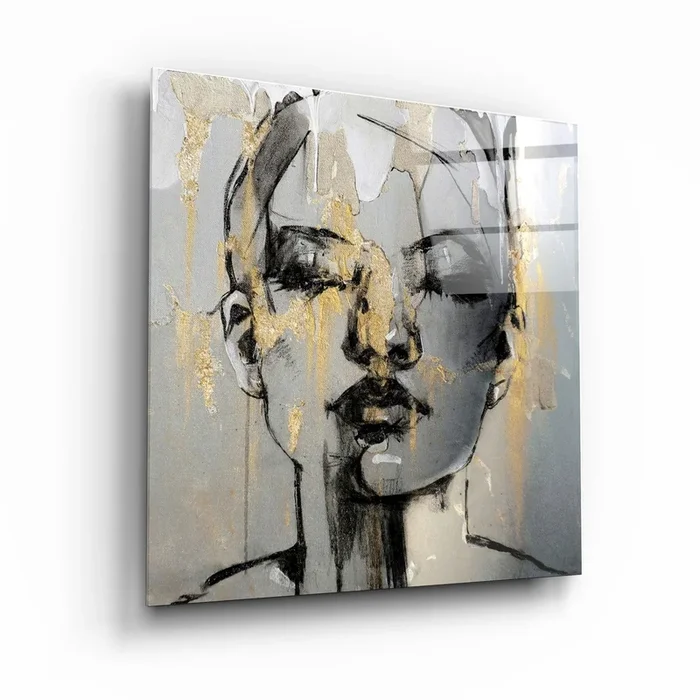 ・”Abstract Woman Portrait V3″・Glass Wall Art