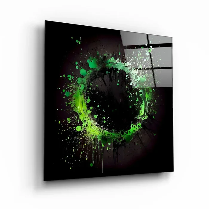 .”Paint Splash Ring-Green”. Designer’s Collection Glass Wall Art