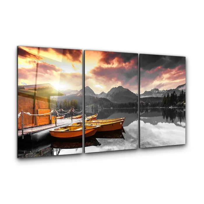 ・”Silent Lake V2 – Trio”・Glass Wall Art
