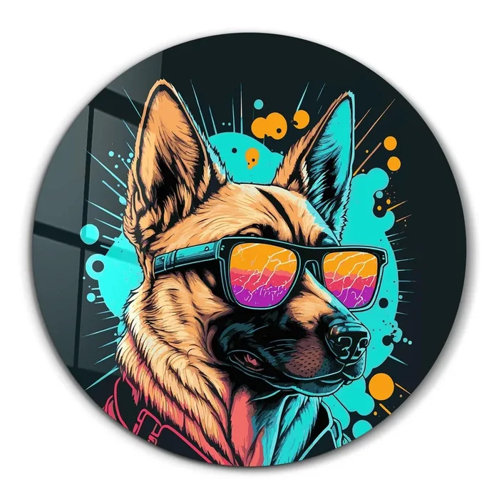 ・”Spy dog”・Rounded Glass Wall Art