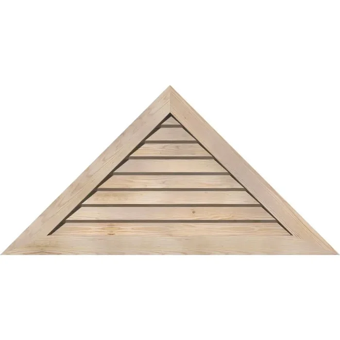 89″ x 18.625″ Triangle Unfinished Smooth Pine Wood Paintable Gable Louver Vent Non-Functional