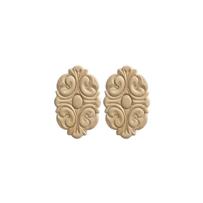 9/32 in. x 3-1/2 in. x 5-1/2 in. Wood Birch Acanthus Rosette Ornament Moulding (2-Pack)