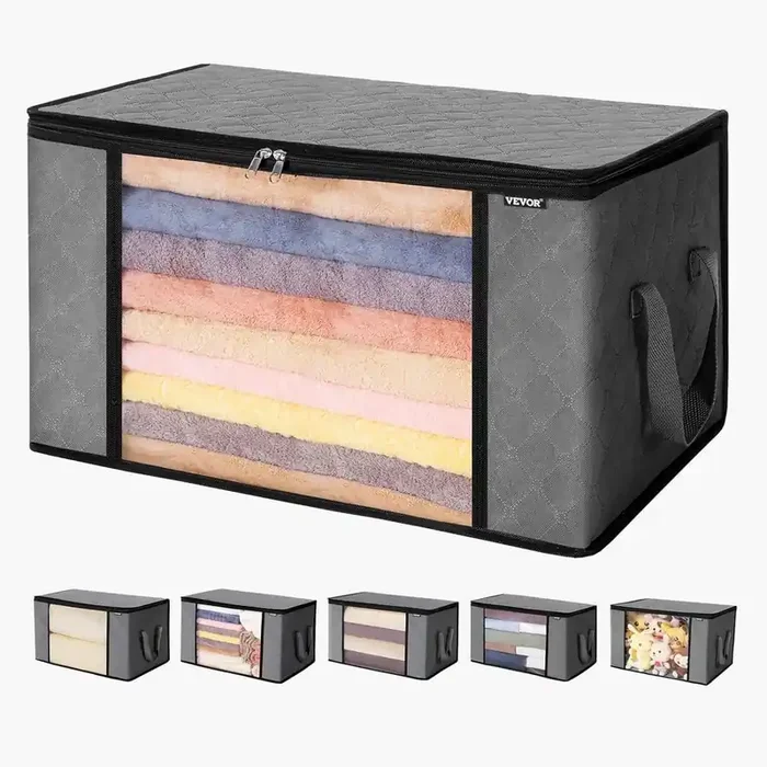 90 L Large Storage Bags, 6 Pack Clothes Storage Bin, Foldable Closet Organizers Containers with Handle, Toiletry Bag