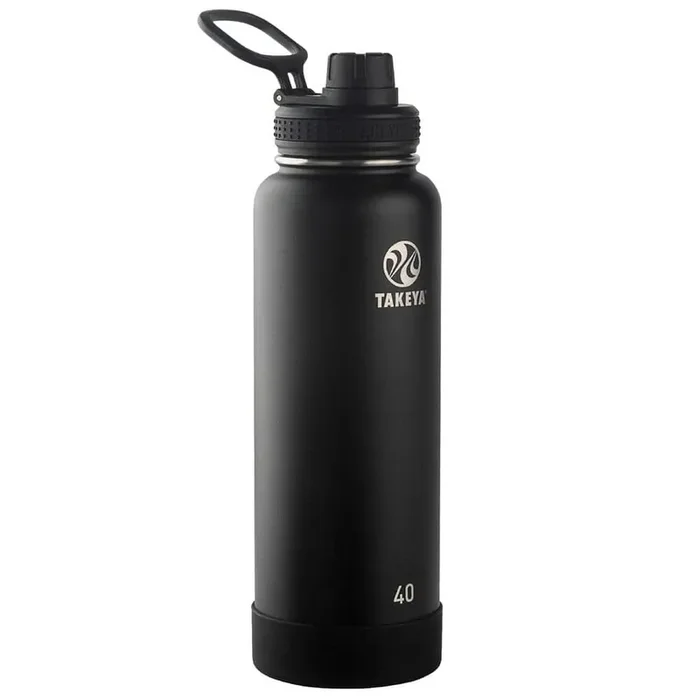 Actives 40 oz. Onyx Insulated Stainless Steel Water Bottle with Spout Lid