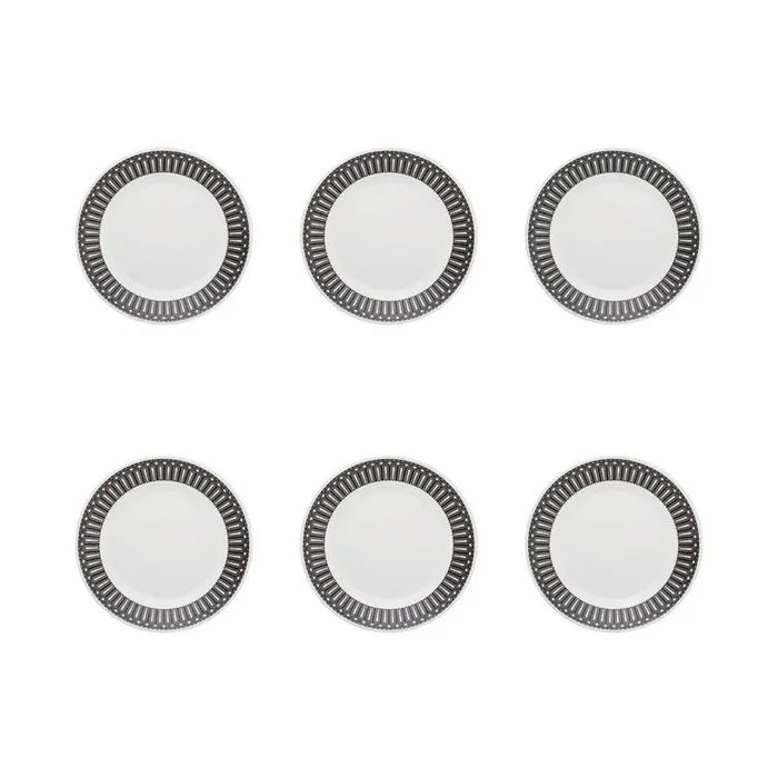 Actual 10.24″ Black and Ivory Dinner Plates (Set of 6)
