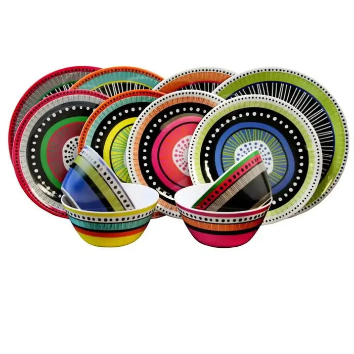 Almira 12-Piece Casual Multicolor Melamine Outdoor Dinnerware Set (Service for 4)