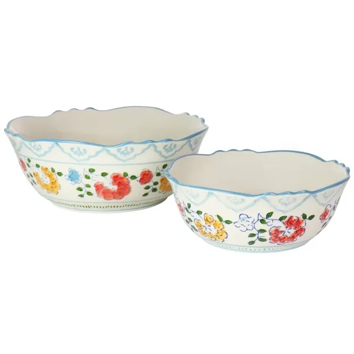 Anaya 2-Piece 10 in. 64 fl. oz. Assorted Color Stoneware Serving Bowl Set