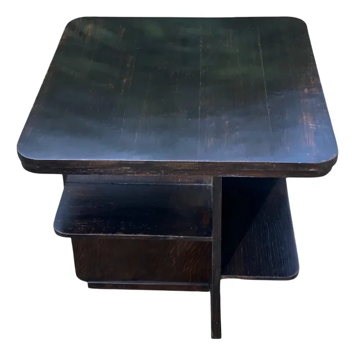 Art Deco Asymetrical Oak Bookshelf Coffee Table, 1930s