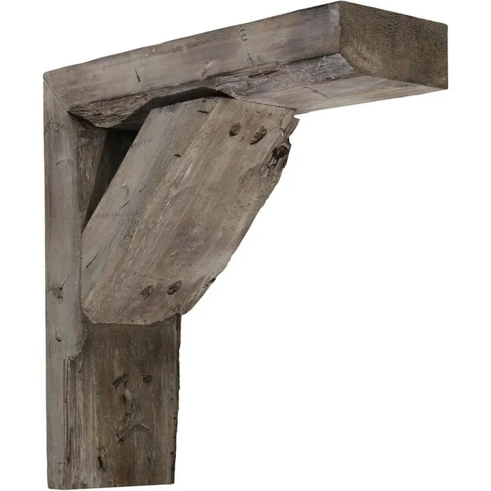 Barnwood Solid Wood Decor 3-1/2 in. W x 12 in. H x 10 in. D Vintage Farmhouse Pebble Grey Bracket (Case of 2)
